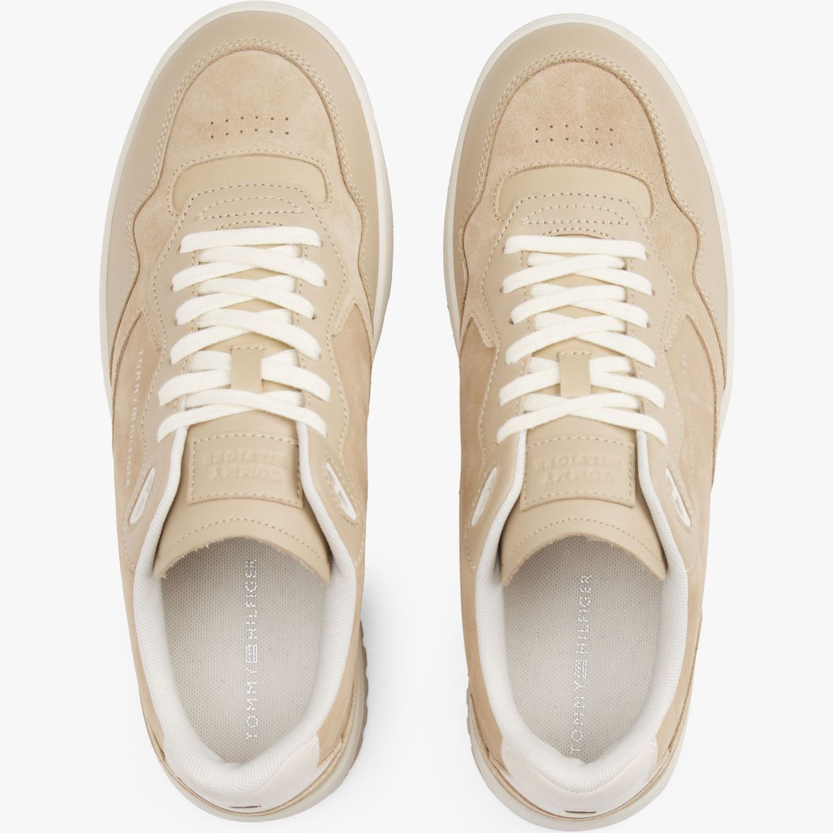 TOMMY HILFIGER - Tenis beige de Cuero con mezcla de texturas Tommy Hilfiger