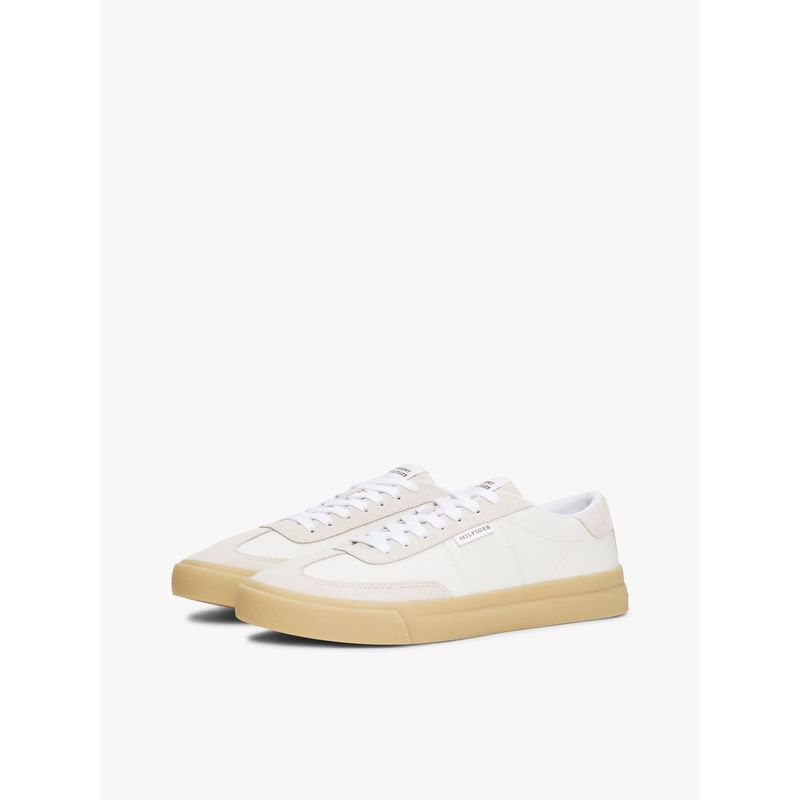 TOMMY HILFIGER - Tenis beige con suela cupsole a contraste Tommy Hilfiger