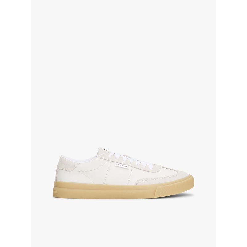 TOMMY HILFIGER - Tenis beige con suela cupsole a contraste Tommy Hilfiger