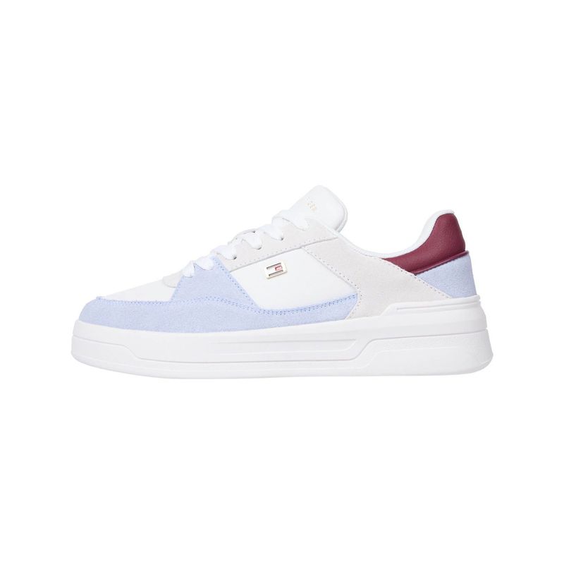 TOMMY HILFIGER - Tenis blanco de baloncesto con texturas mixtas Tommy Hilfiger