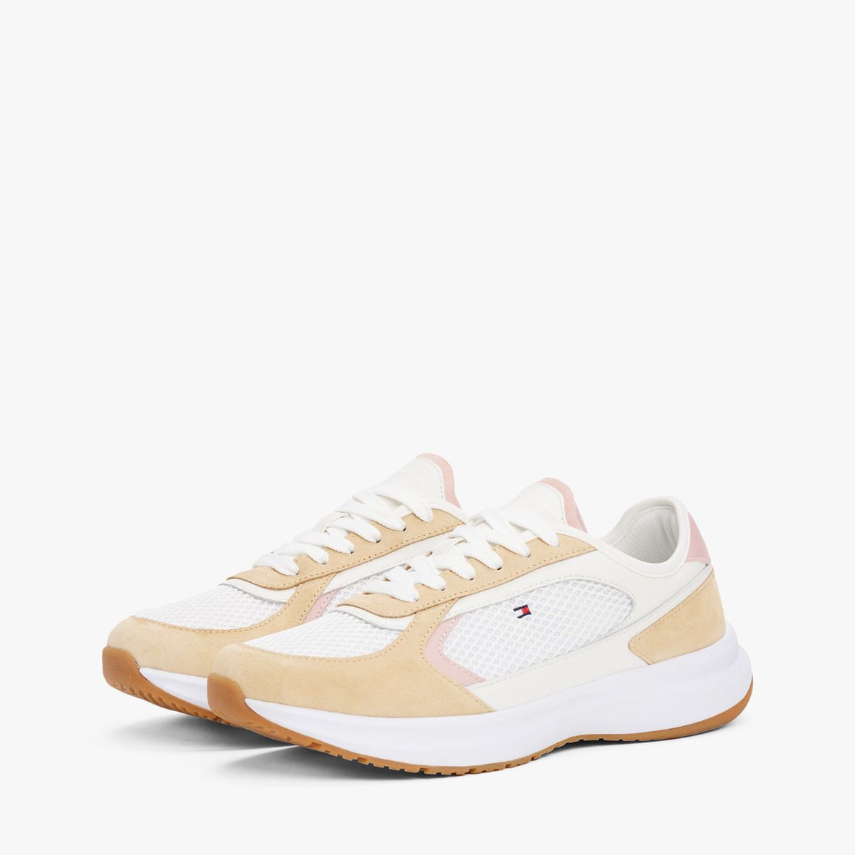 TOMMY HILFIGER - Tenis beige texturizadas estilo running Tommy Hilfiger