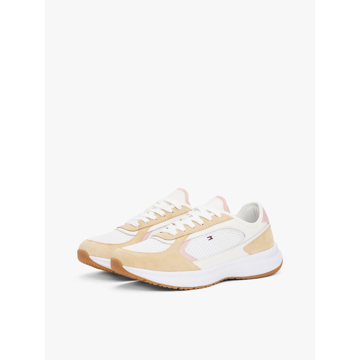 TOMMY HILFIGER - Tenis beige texturizadas estilo running Tommy Hilfiger