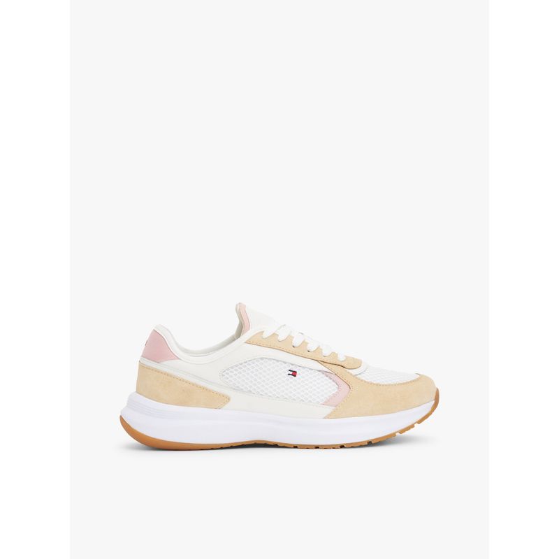 TOMMY HILFIGER - Tenis beige texturizadas estilo running Tommy Hilfiger