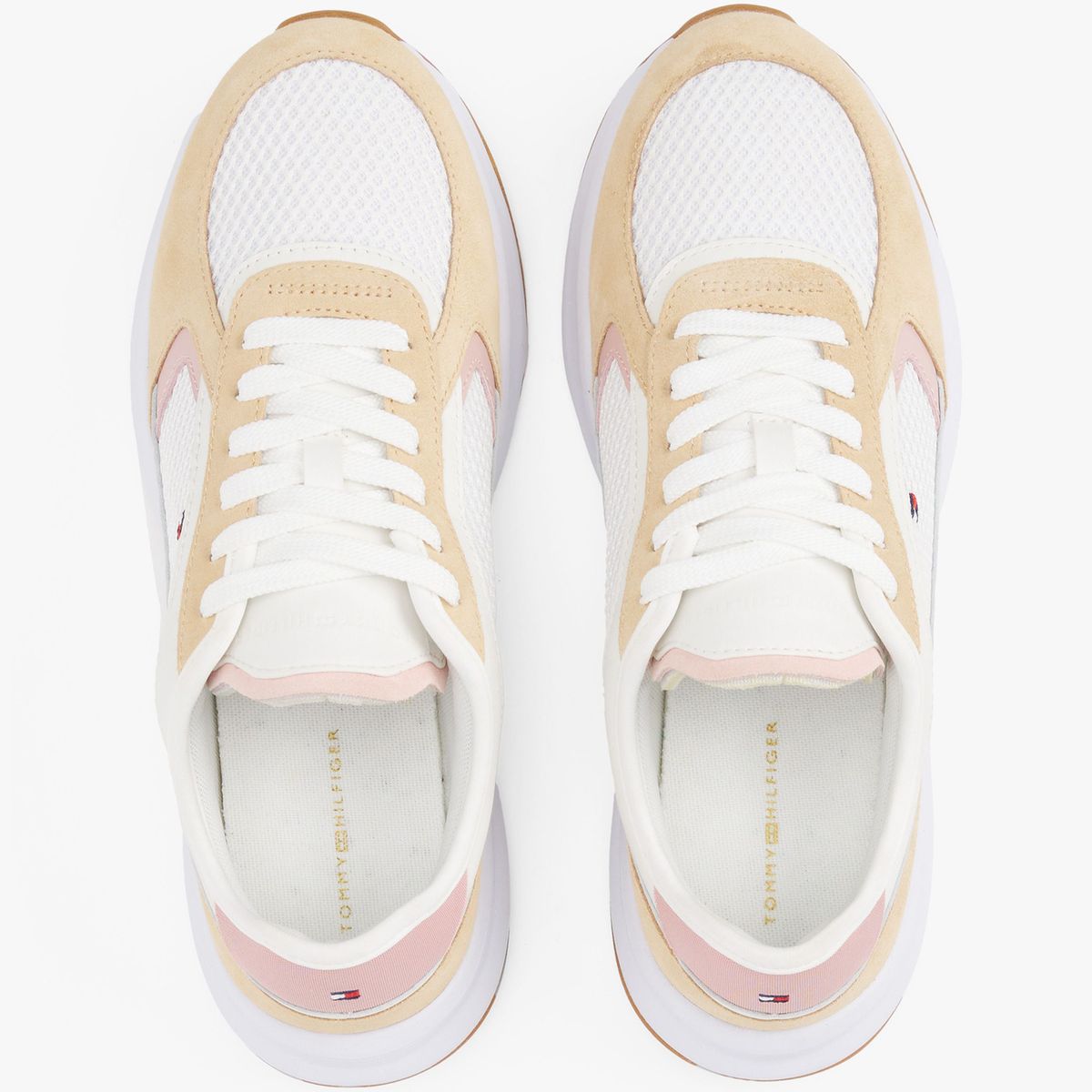 TOMMY HILFIGER - Tenis beige texturizadas estilo running Tommy Hilfiger