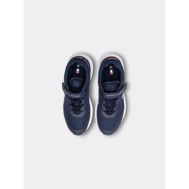 TOMMY HILFIGER - Tenis azul de corte bajo con velcro y cordones Tommy Hilfiger