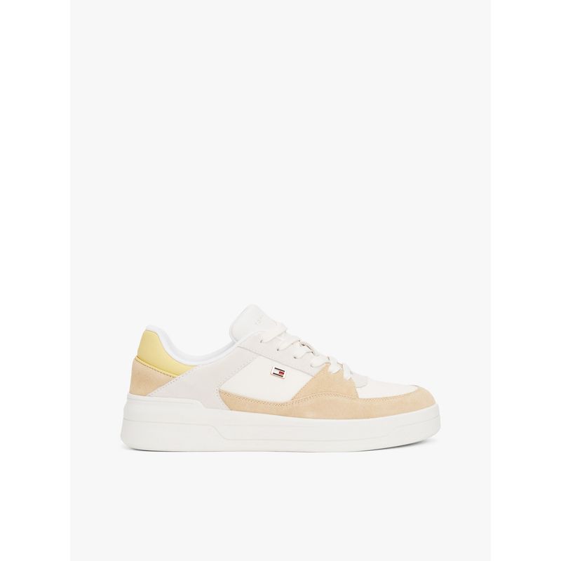 TOMMY HILFIGER - Tenis blanco de baloncesto con texturas mixtas Tommy Hilfiger