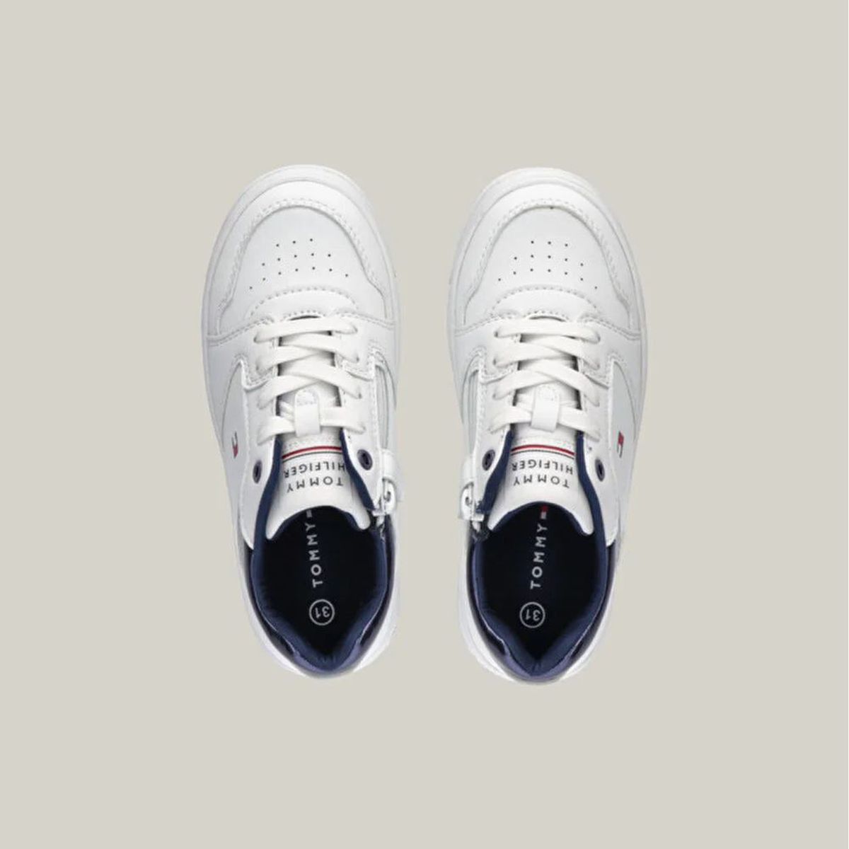 TOMMY HILFIGER - Tenis blanco de corte bajo con velcro Tommy Hilfiger