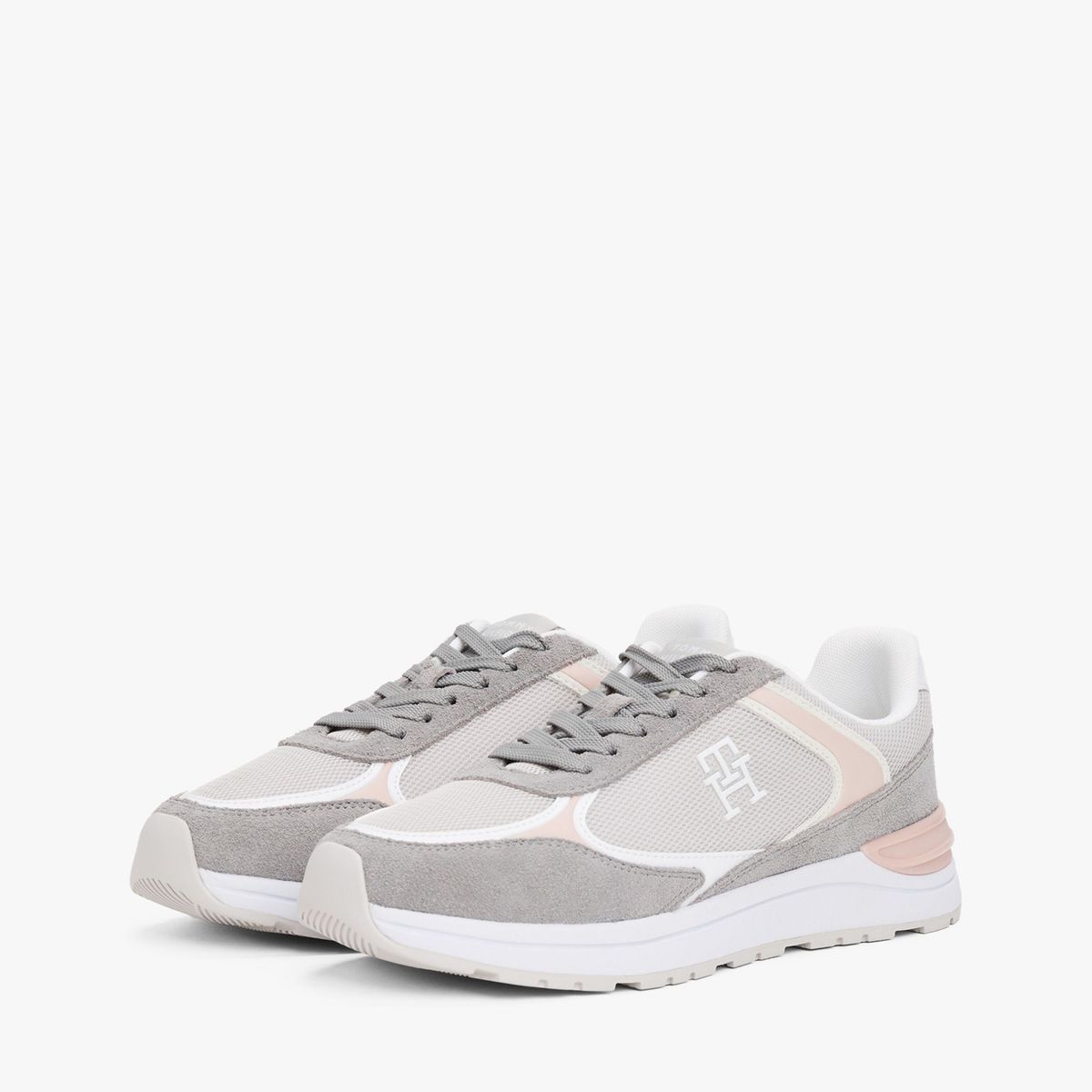 TOMMY HILFIGER - Tenis gris con mezcla de texturas Tommy Hilfiger