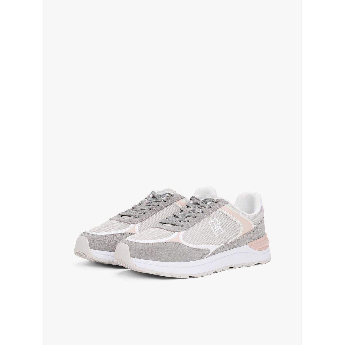 TOMMY HILFIGER - Tenis gris con mezcla de texturas Tommy Hilfiger