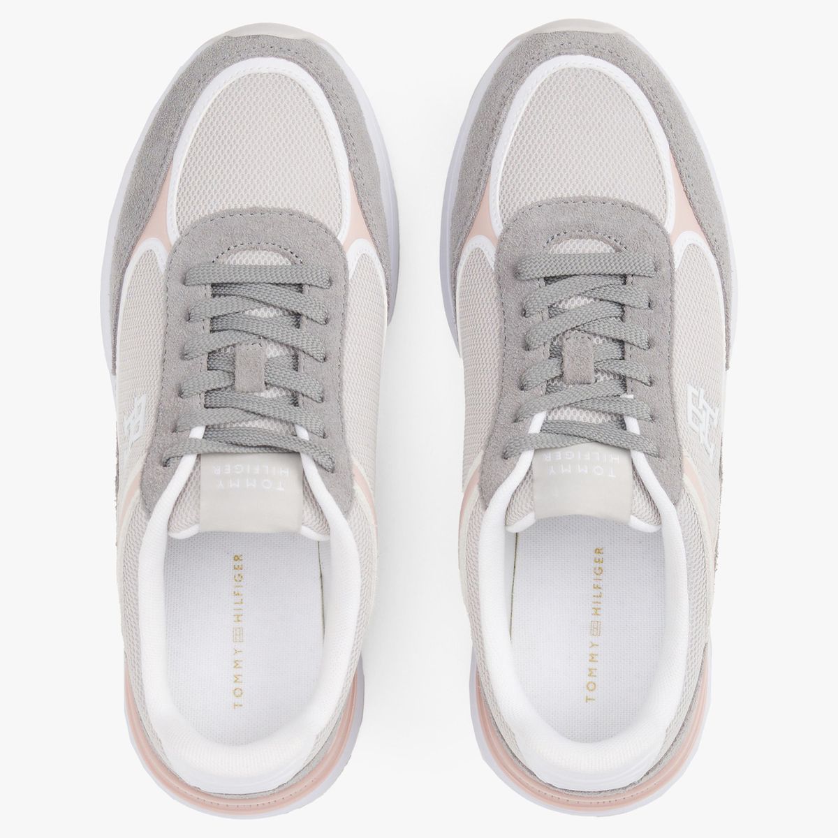 TOMMY HILFIGER - Tenis gris con mezcla de texturas Tommy Hilfiger