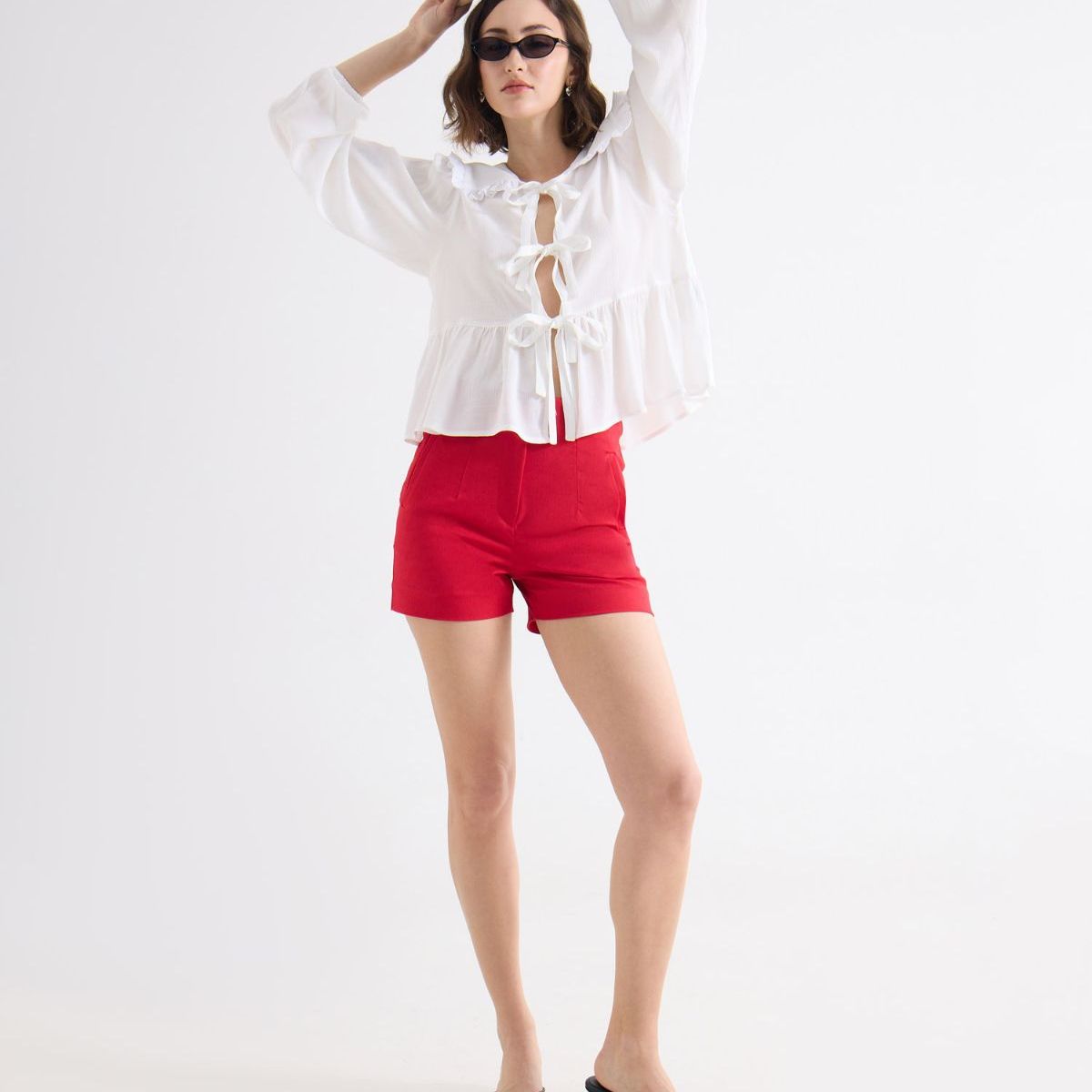 SEVEN SEVEN - Short Para Mujer Multiusos Plano Color Rojo Marca Seven Seven #28191106