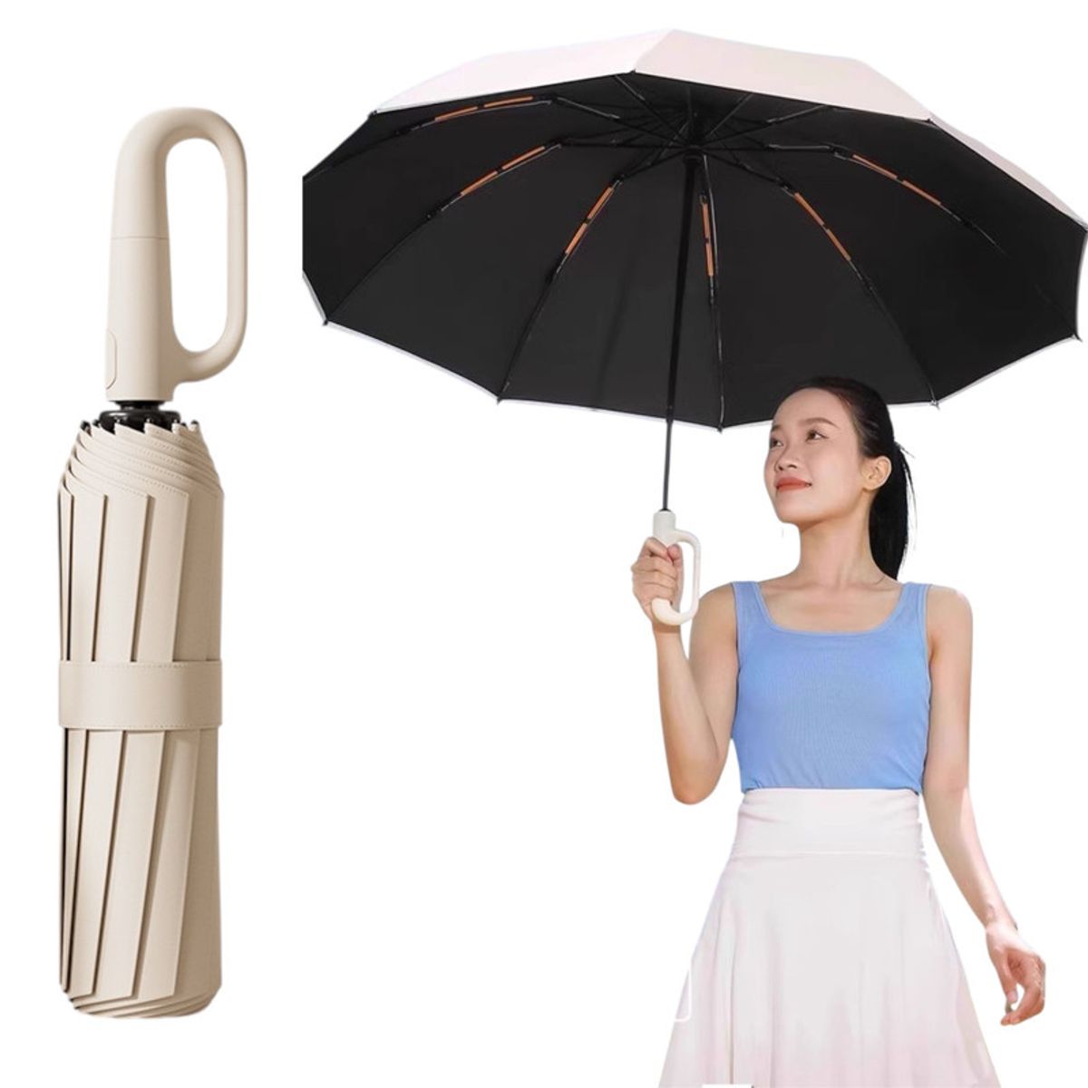 MULTIPLACE COLOMBIA - Sombrilla Automática Plegable Doble Capa Anti-UV Premium