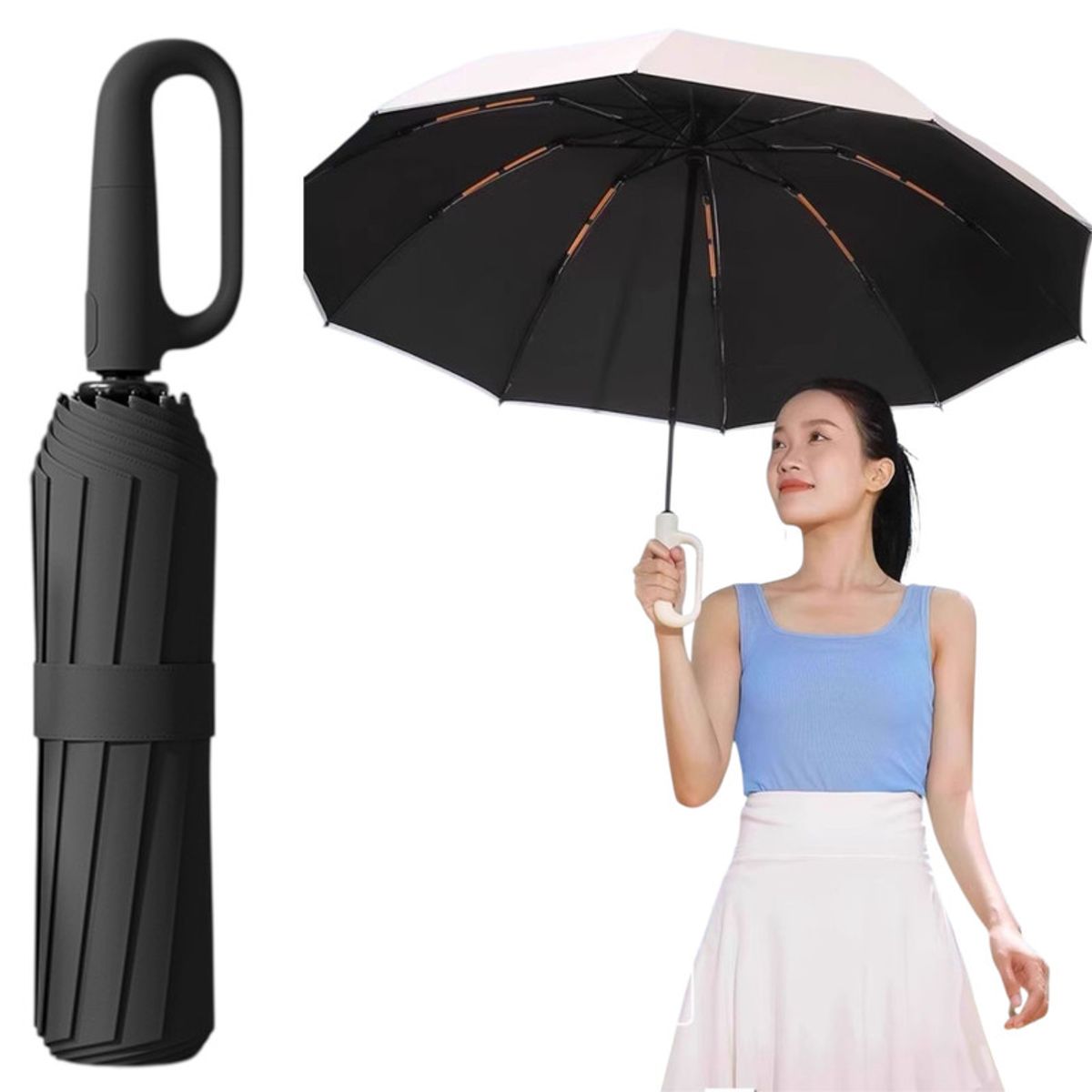 MULTIPLACE COLOMBIA - Sombrilla Automática Plegable Doble Capa Anti-UV Premium