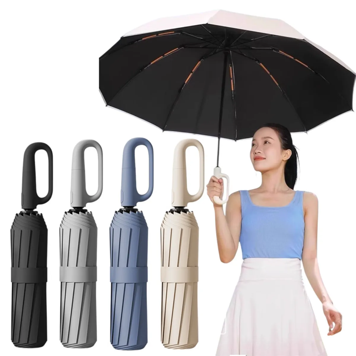 MULTIPLACE COLOMBIA - Sombrilla Automática Plegable Doble Capa Anti-UV Premium