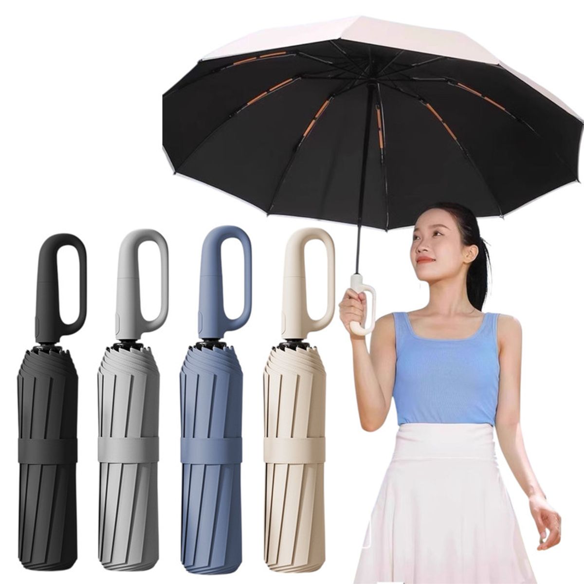 MULTIPLACE COLOMBIA - Sombrilla Automática Plegable Doble Capa Anti-UV Premium