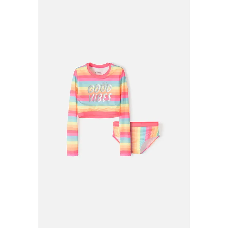 MIC - Conjunto de baño Mic manga larga multicolor para niña