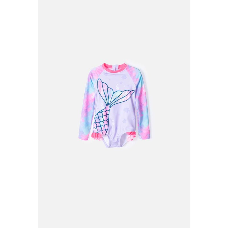 LITTLEMIC - Vestido de baño LittleMic manga larga para niña 2T a 5T