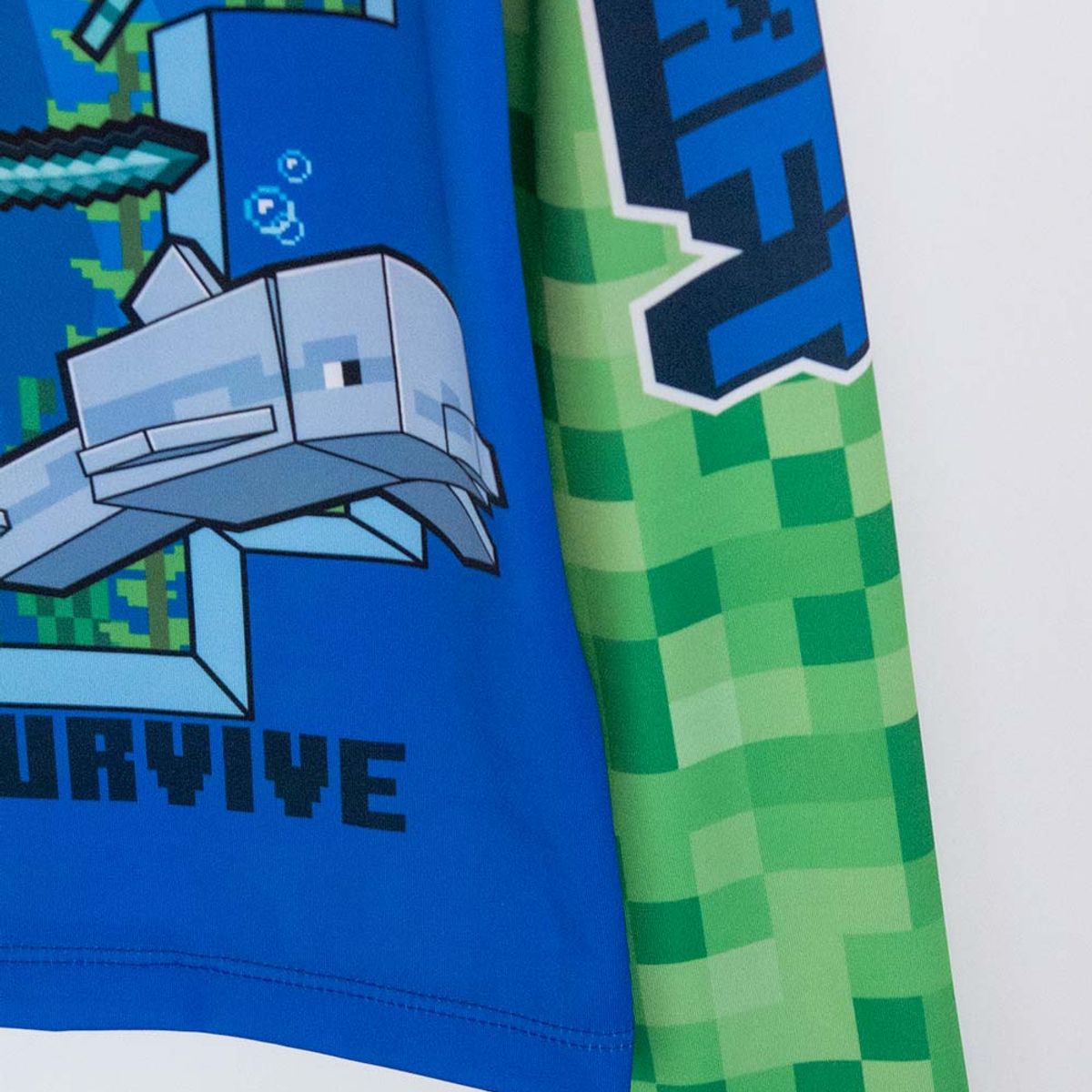 MINECRAFT - Camiseta de baño Minecraft manga larga verde y azul para niño