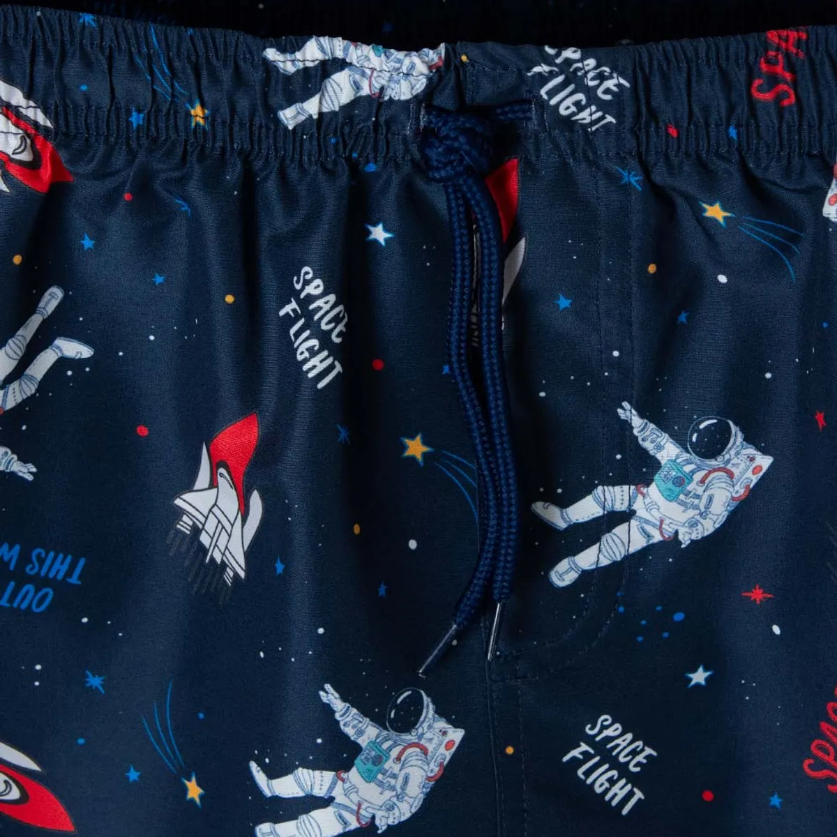 NASA - Pantaloneta de baño de la Nasa azul oscuro estampada para niño