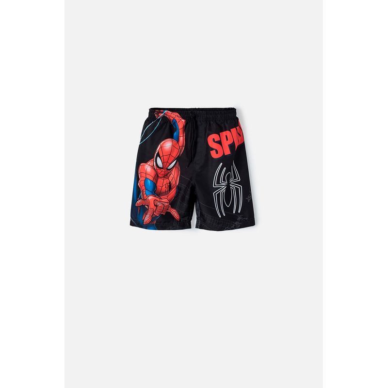 MARVEL - Pantaloneta de baño de Spider-man con cordón negra para niño