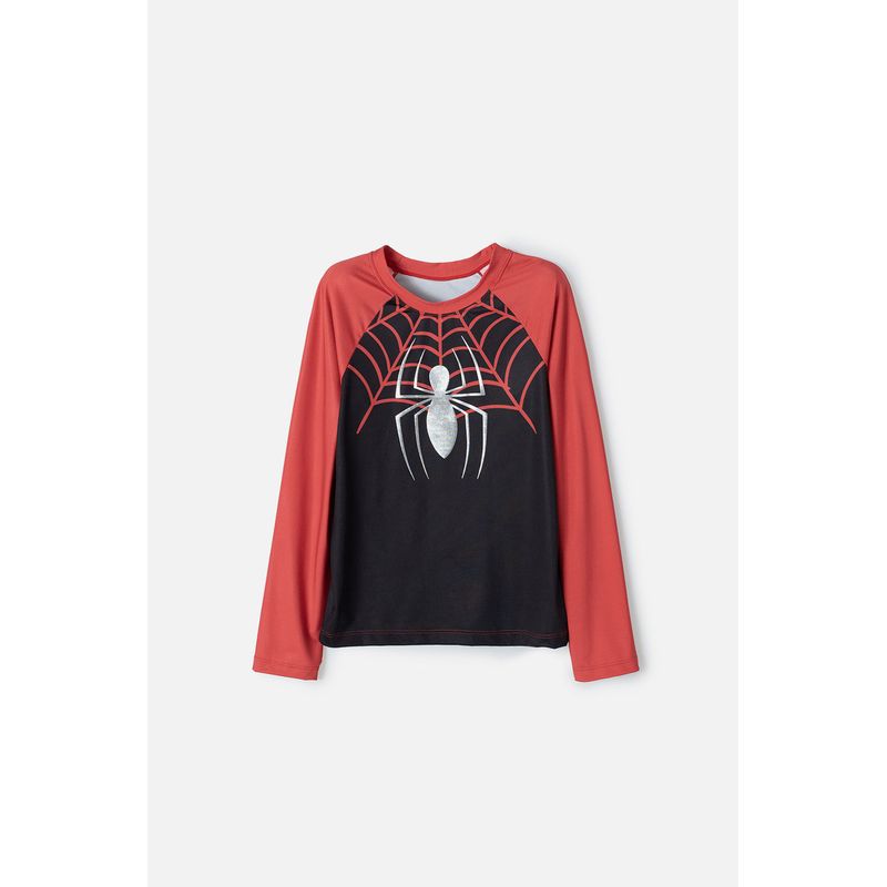 MARVEL - Camiseta de baño de Spider-man manga larga negro y rojo para niño