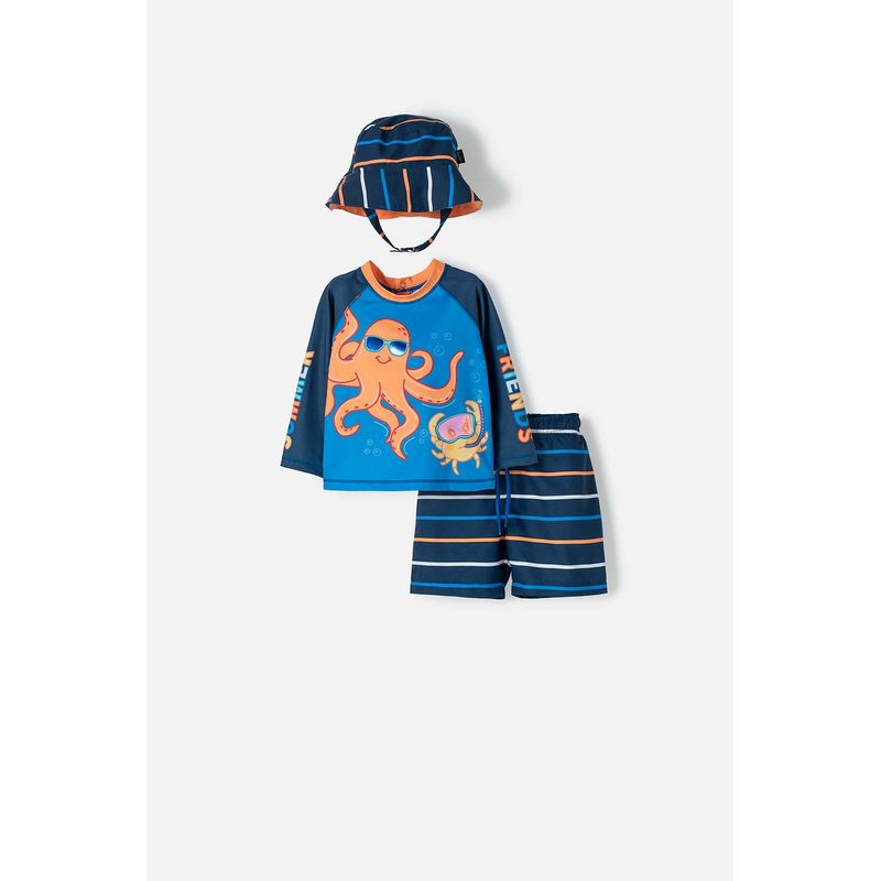 LITTLEMIC - Conjunto de baño LittleMic multicolor con gorro para bebé niño