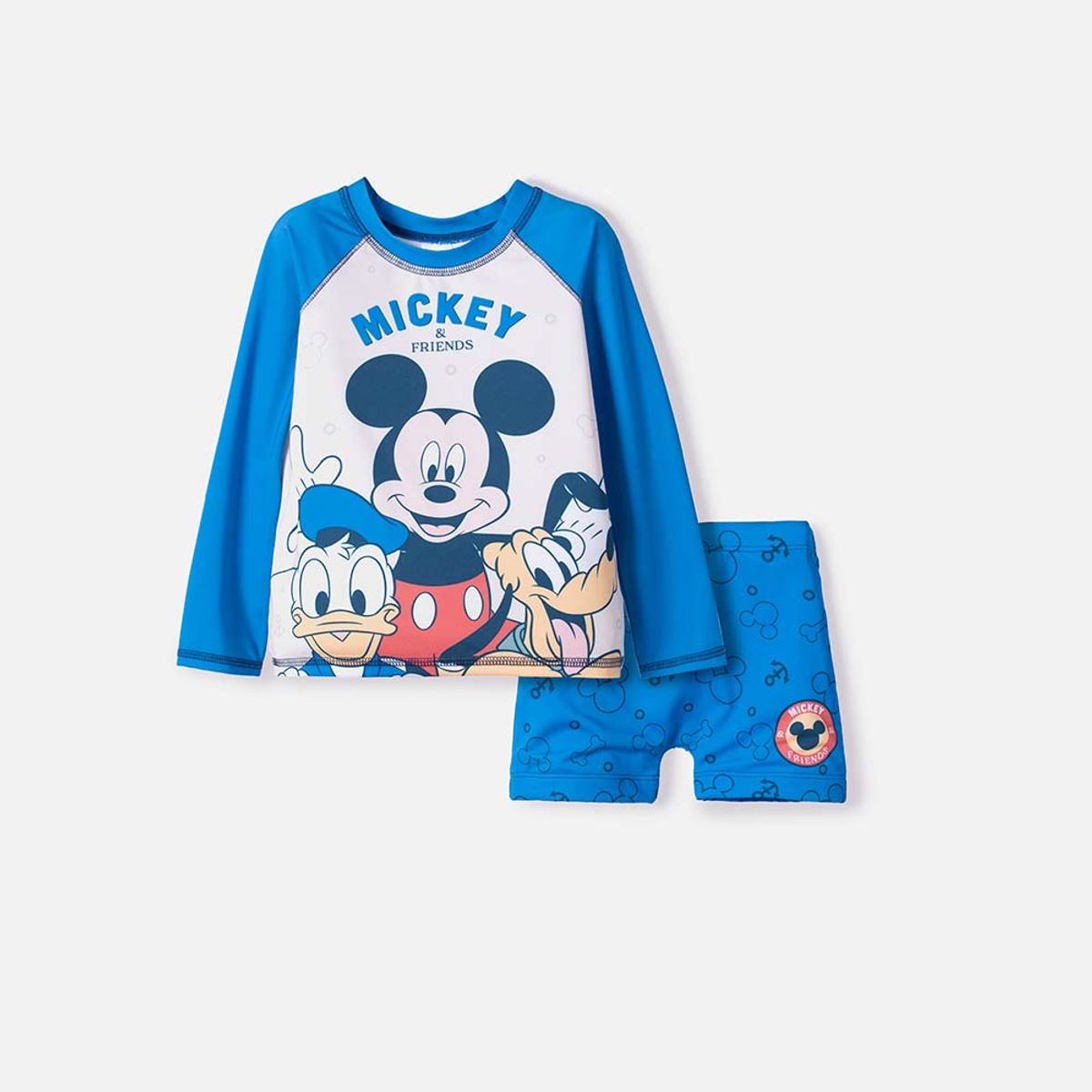 DISNEY - Conjunto de baño de Mickey Mouse azul manga larga para niño 2T a 5T