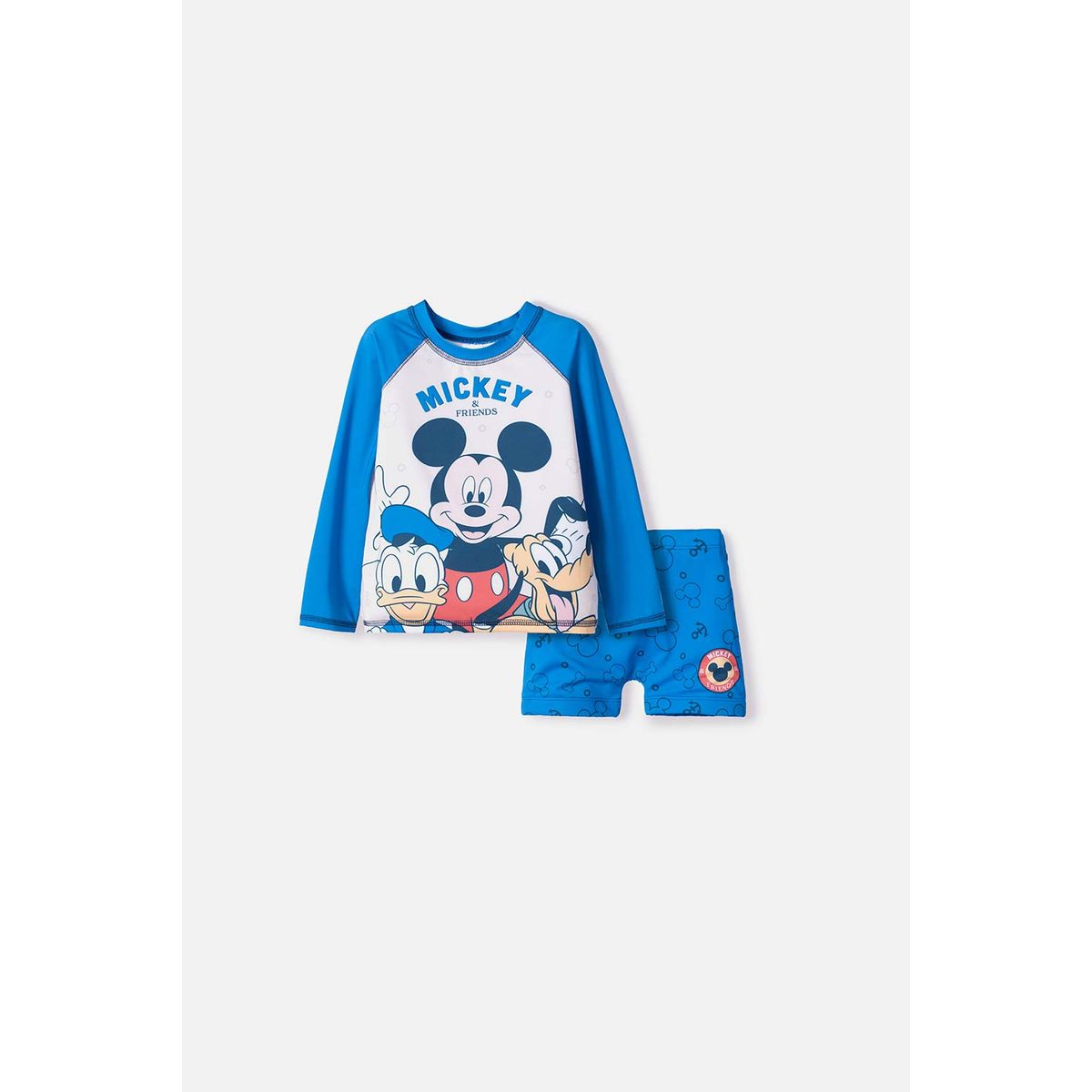 DISNEY - Conjunto de baño de Mickey Mouse azul manga larga para niño 2T a 5T