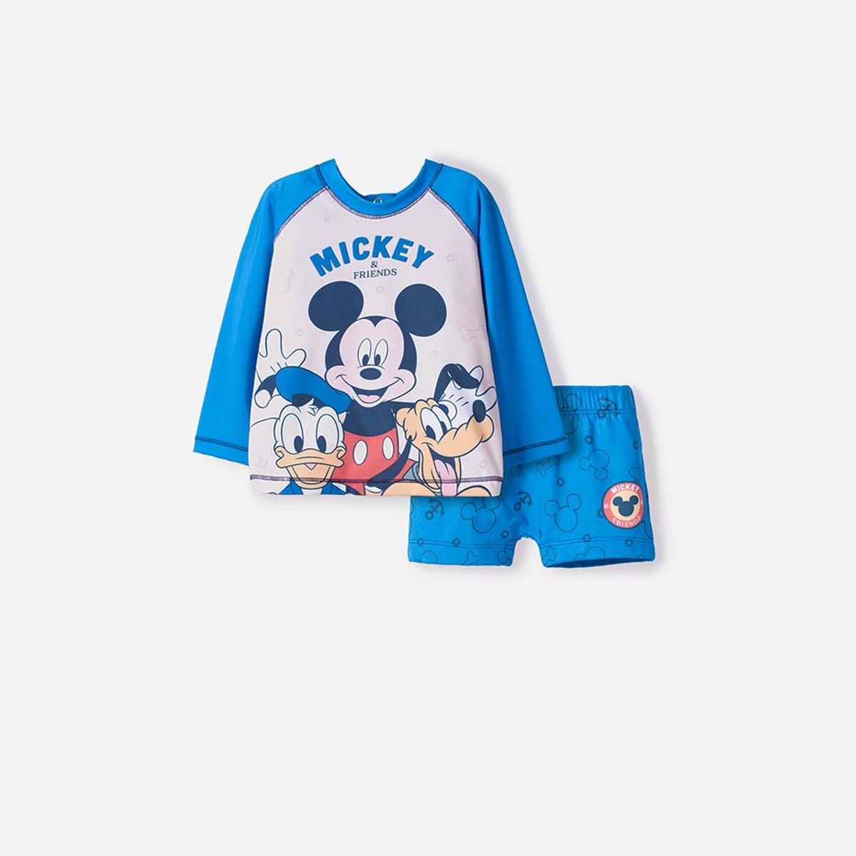 DISNEY - Conjunto de baño de Mickey Mouse azul manga larga para bebé niño