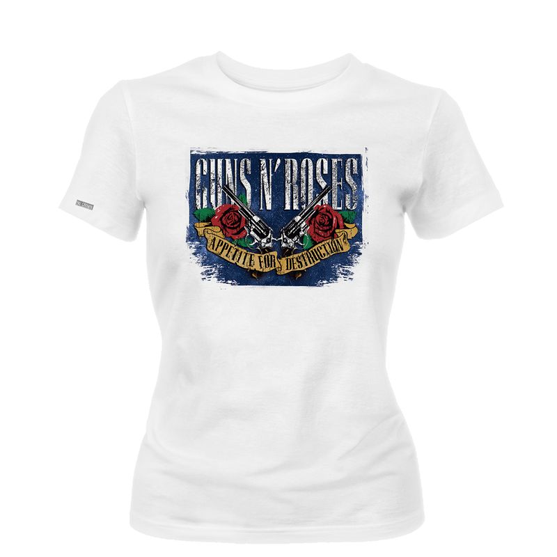 CREACIONES NU CROWN - Camiseta Dama Guns And Roses Rock Mujer Nu Crown