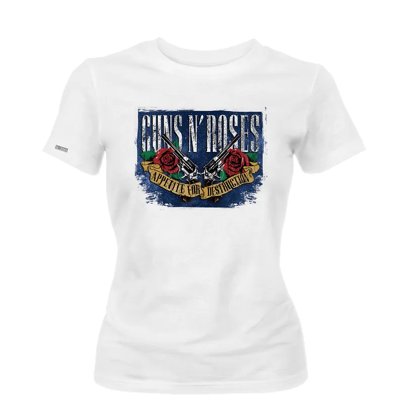 CREACIONES NU CROWN - Camiseta Dama Guns And Roses Rock Mujer Nu Crown