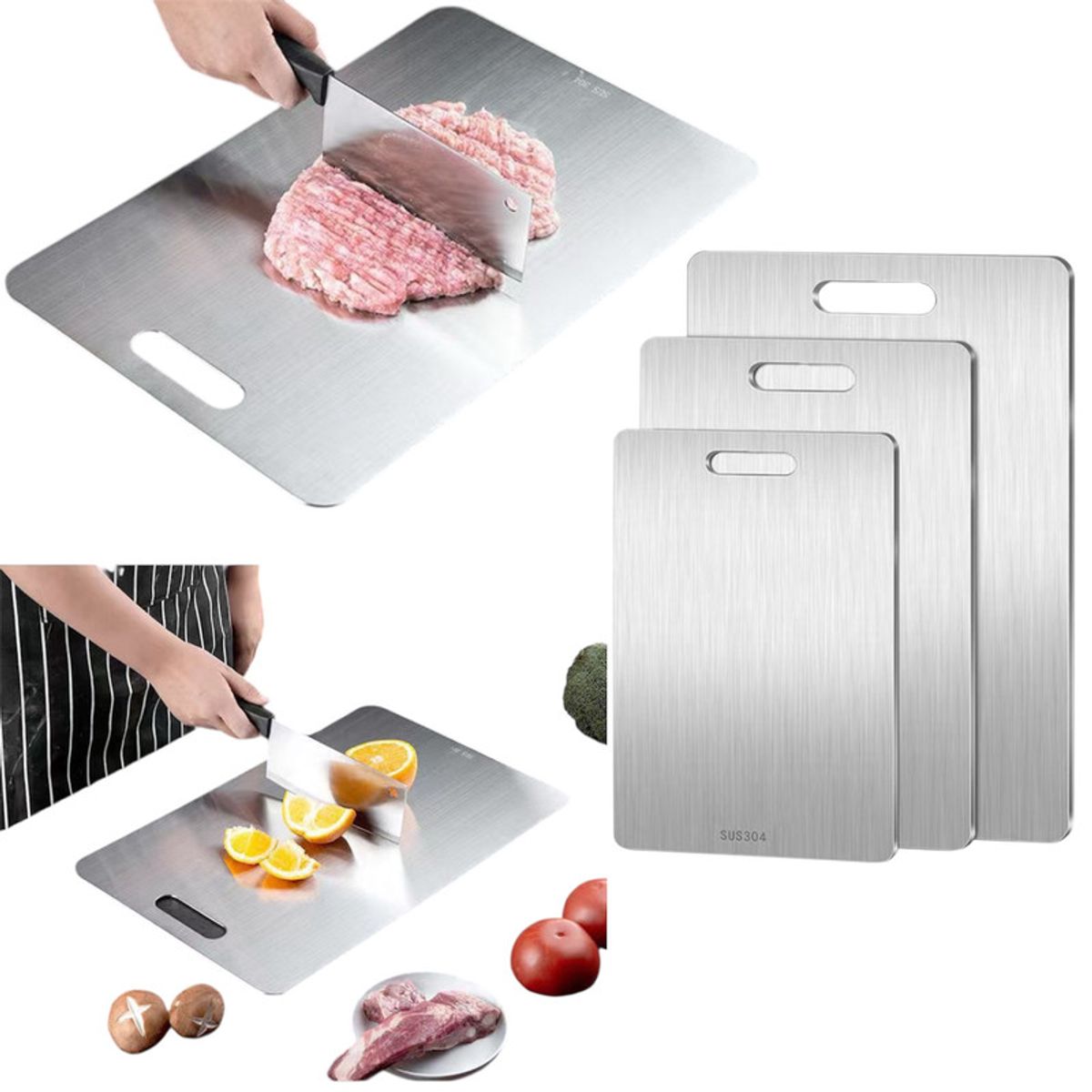 MULTIPLACE COLOMBIA - Tabla de Picar en Acero Inoxidable mediana Antibacterial-