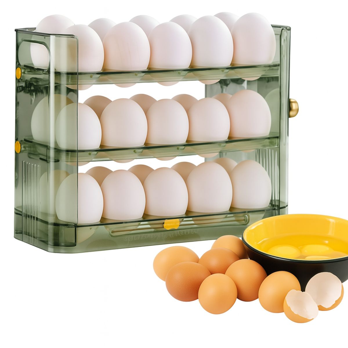 GENERICO - Organizador De Huevos Apilable 3 Niveles Nevera Cocina 30 Und