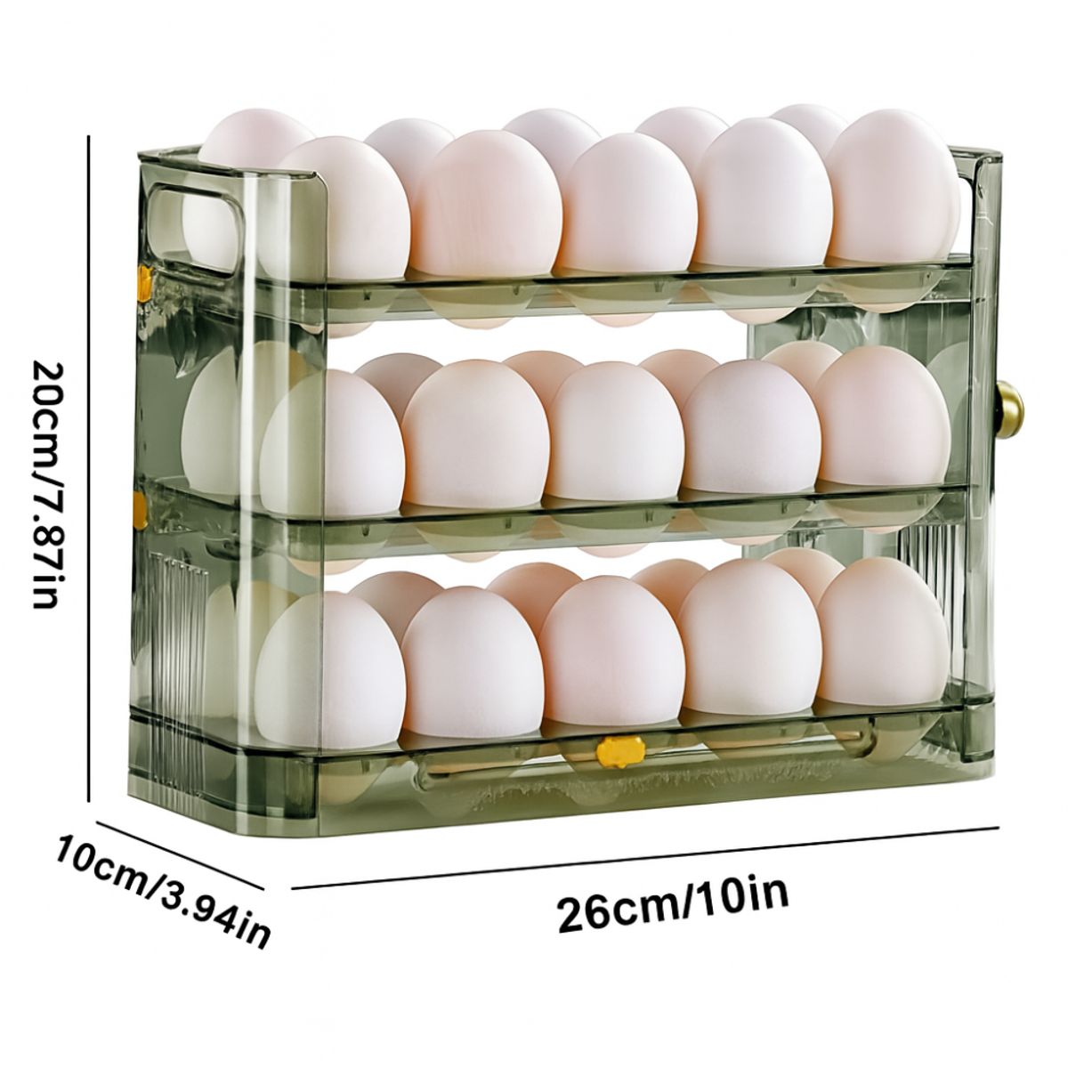 GENERICO - Organizador De Huevos Apilable 3 Niveles Nevera Cocina 30 Und