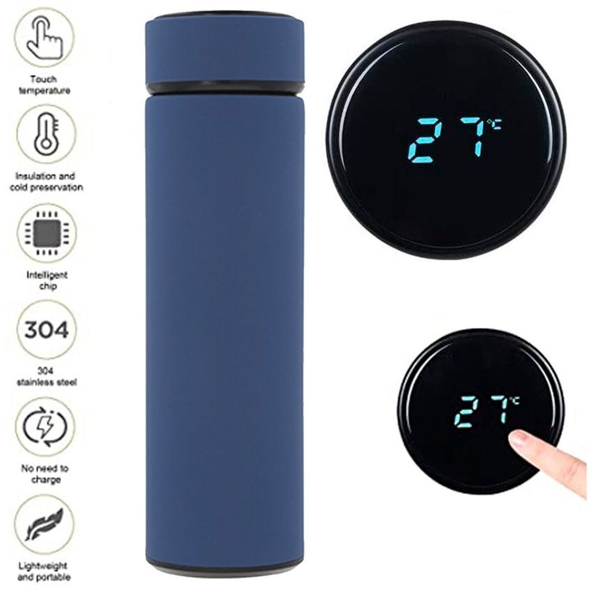 MULTIPLACE COLOMBIA - Termo bebidas calientes y frías digital 500 ml en acero inoxidable-