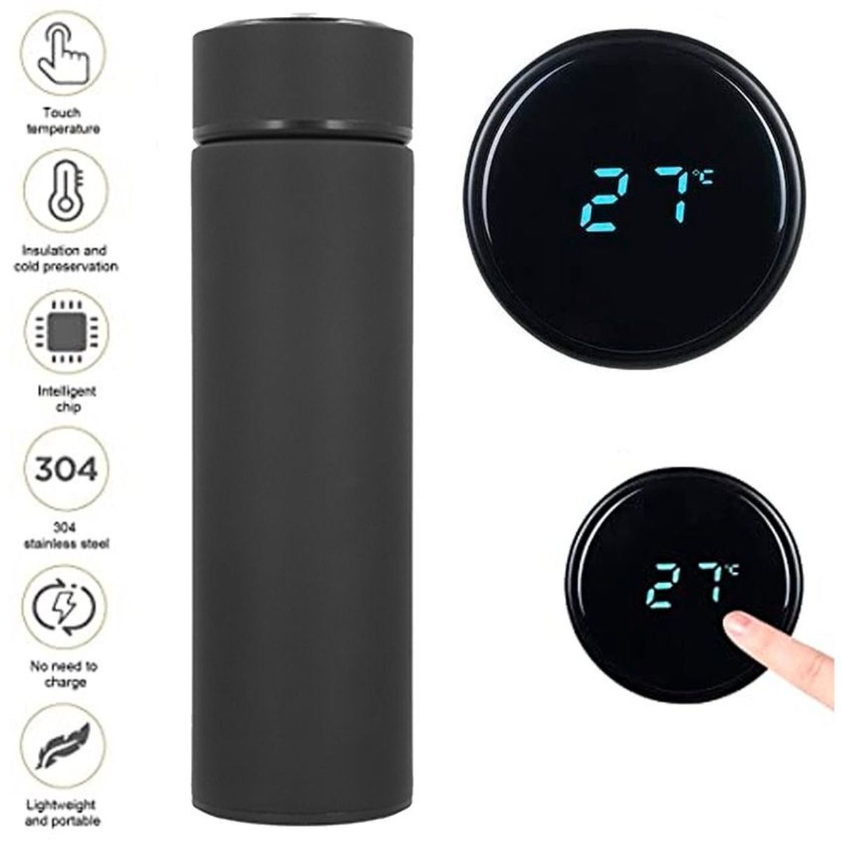 MULTIPLACE COLOMBIA - Termo bebidas calientes y frías digital 500 ml en acero inoxidable-