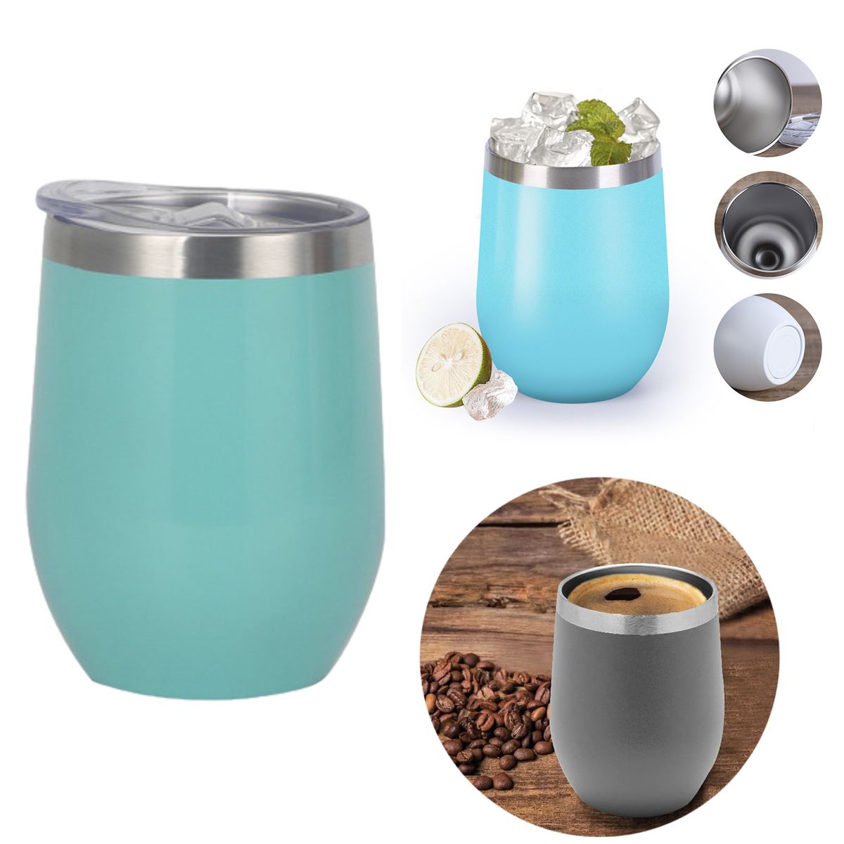 MULTIPLACE COLOMBIA - Termo Vaso Termico Acero Mug Mate Vino Te Café 354 ml Azul