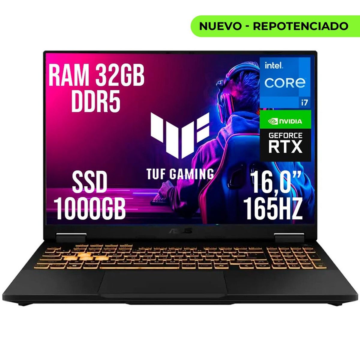 ASUS - PORTATIL ASUS TUF F16 INTEL CORE I7 14650HX RTX 5060 RAM 32GB SSD 1TB 16.0"