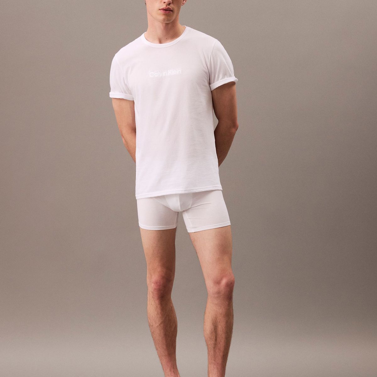 CALVIN KLEIN - Camiseta blanca de dormir con logotipo bordado Calvin Klein