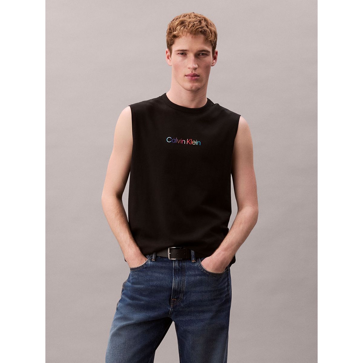 CALVIN KLEIN - Camiseta negra de tirantes de estar por casa - Pride Calvin Klein