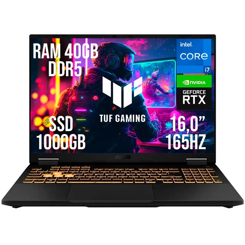 ASUS - PORTATIL ASUS TUF F16 INTEL CORE I7 14650HX RTX 5060 RAM 40GB SSD 1TB 16.0"