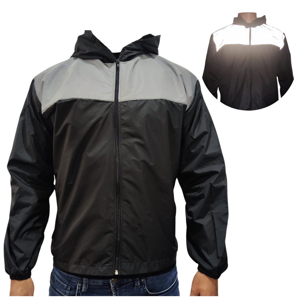 SPORT - Chaqueta Cortavientos Reflectiva Combinada Deportes Moto y Ciclismo
