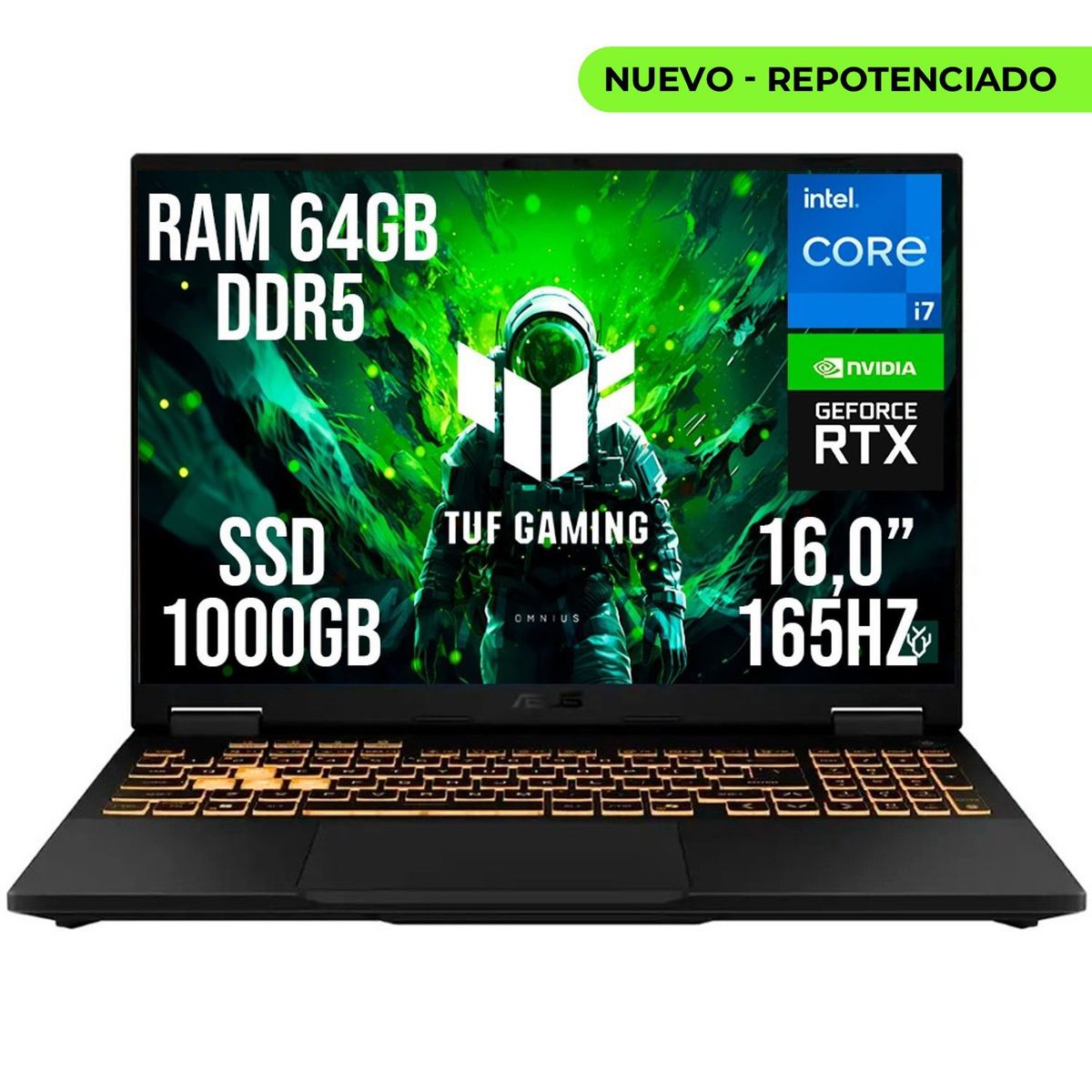 ASUS - PORTATIL ASUS TUF F16 INTEL CORE I7 14650HX RTX 5060 RAM 64GB SSD 1TB 16.0"