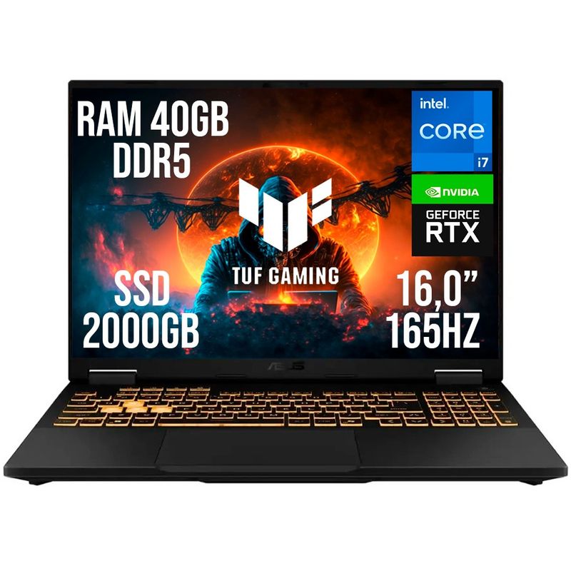 ASUS - PORTATIL ASUS TUF F16 INTEL CORE I7 14650HX RTX 5060 RAM 40GB SSD 2TB 16.0"