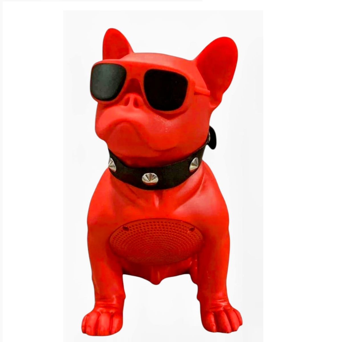 GENERICO - Parlante Bluetooth PERRO BULLDOG Grande  PORTÁTIL Rojo