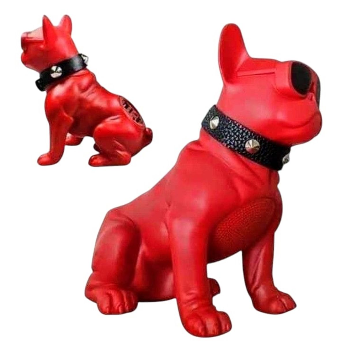 GENERICO - Parlante Bluetooth PERRO BULLDOG Grande  PORTÁTIL Rojo