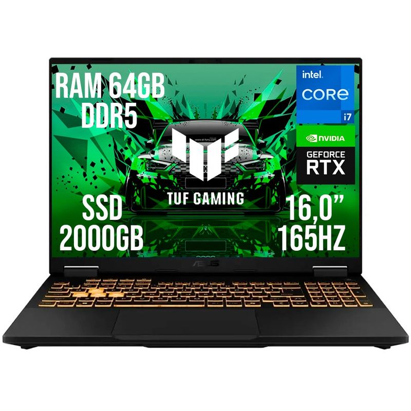 ASUS - PORTATIL ASUS TUF F16 INTEL CORE I7 14650HX RTX 5060 RAM 64GB SSD 2TB 16.0"
