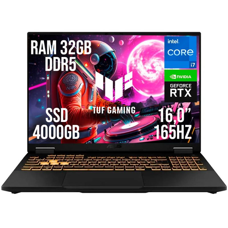 ASUS - PORTATIL ASUS TUF F16 INTEL CORE I7 14650HX RTX 5060 RAM 32GB SSD 4TB 16.0"