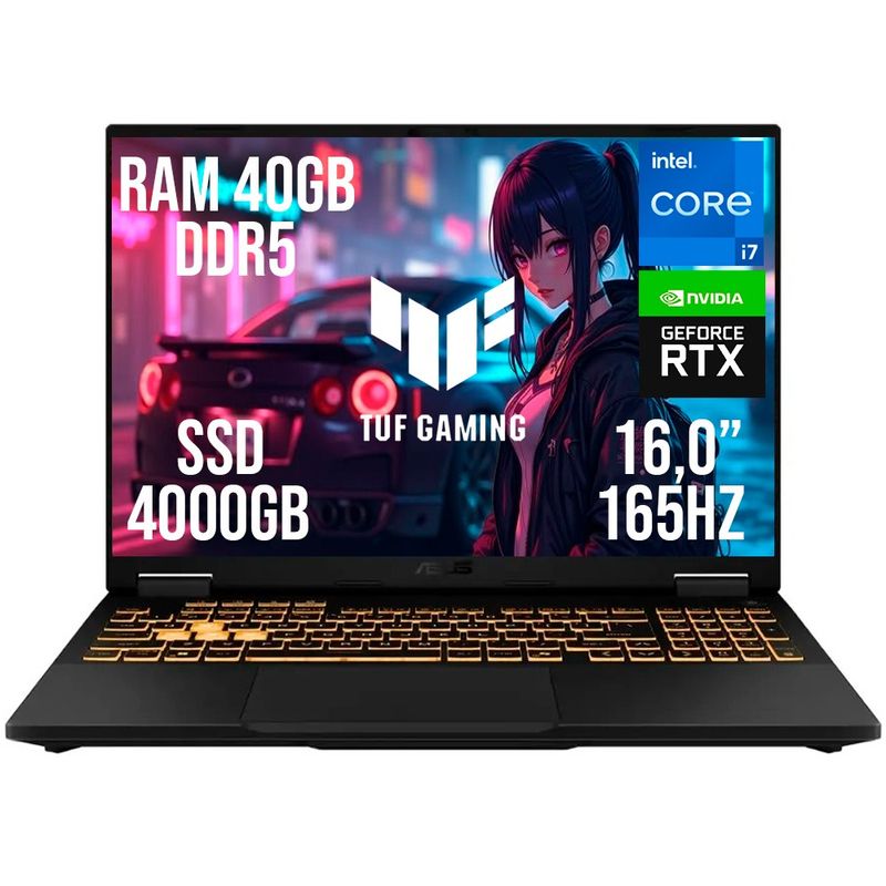 ASUS - PORTATIL ASUS TUF F16 INTEL CORE I7 14650HX RTX 5060 RAM 40GB SSD 4TB 16.0"