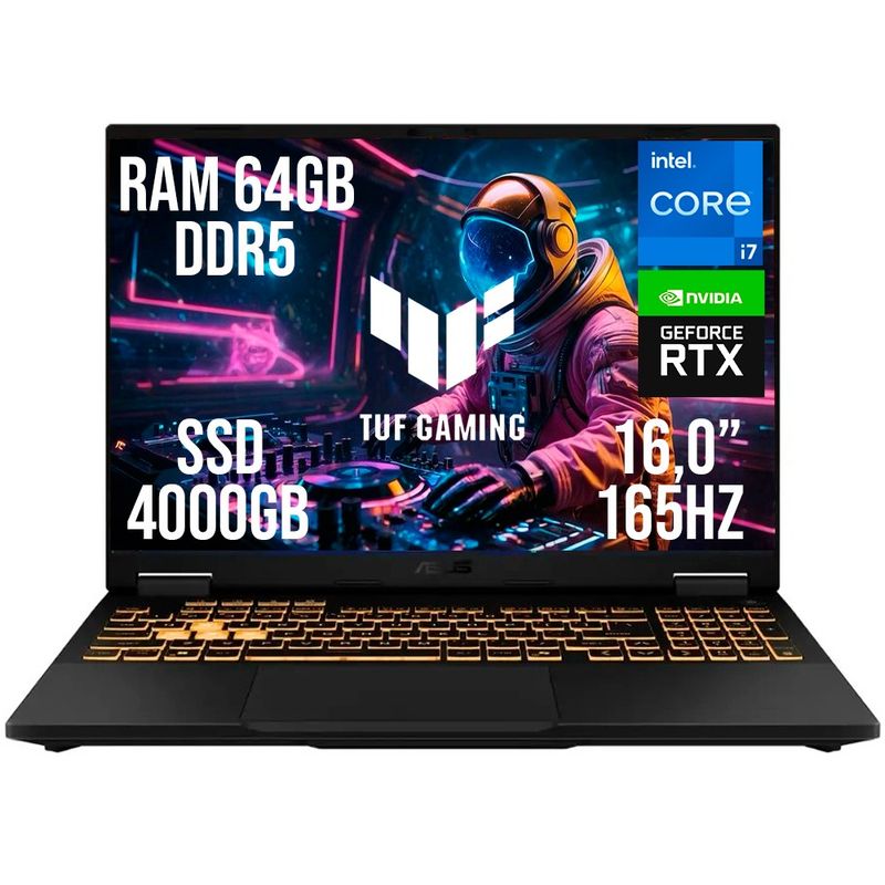 ASUS - PORTATIL ASUS TUF F16 INTEL CORE I7 14650HX RTX 5060 RAM 64GB SSD 4TB 16.0"
